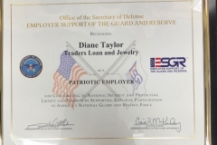 Office of the Secretary of Defense: Employer Support of the Guard and Reserve Recognizes Traders Loan and Jewelry as a Patriotic Employer