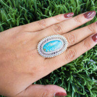 Silver Filigree/ Beaded With Oval Turquoise