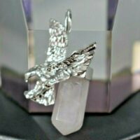 Eagle Sterling Silver Pendant with Rose Quartz Pointer - Image 3