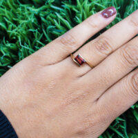10k Yellow Gold Rectangle Garnet Ring