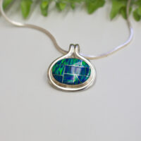 Silver Synthetic Opal Pendant Charm Necklace - Image 2