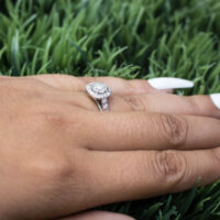 14k White Gold Halo Diamond Ring - Image 2