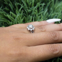 18k White Gold Diamond Cluster Wedding Ring - Image 2