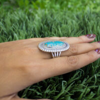 Silver Filigree/ Beaded With Oval Turquoise - Image 2