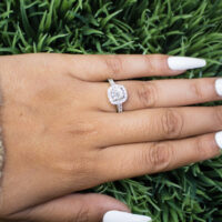 14k White Gold Halo Diamond Ring